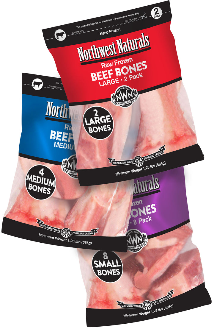Northwest Naturals Frozen Beef Bones for Dogs Small 1-2" 8 count