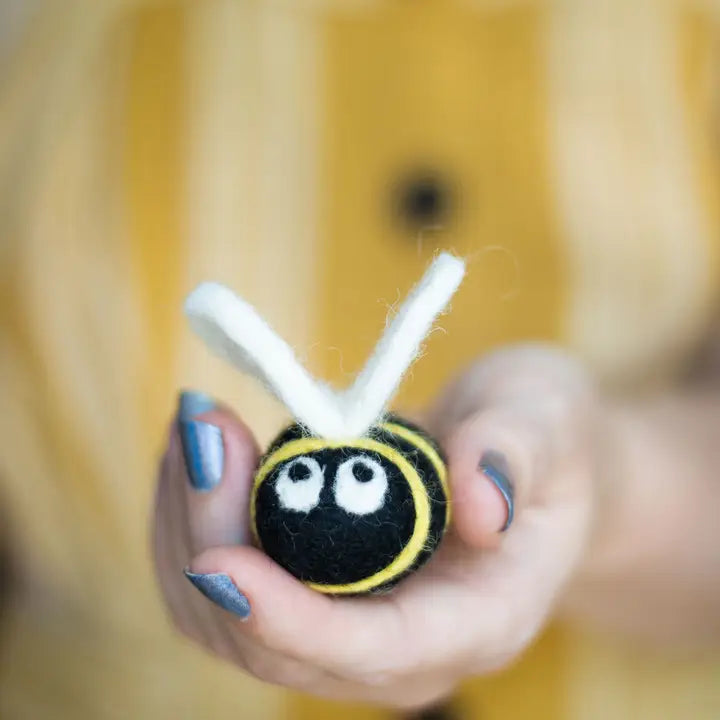 Berta the Honeybee Eco Wool Cat Toy