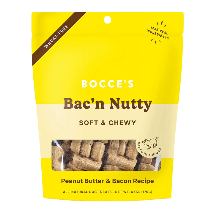 Bocce's Bac'n Nutty Soft & Chewy Dog Treats Bacon and Peanut Butter 6oz