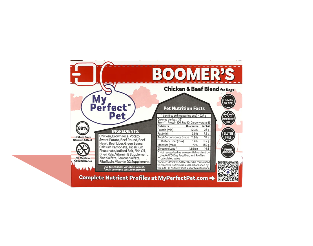 My Perfect Pet Dog Frozen Grain Free Boomer's Chicken & Beef 4lb