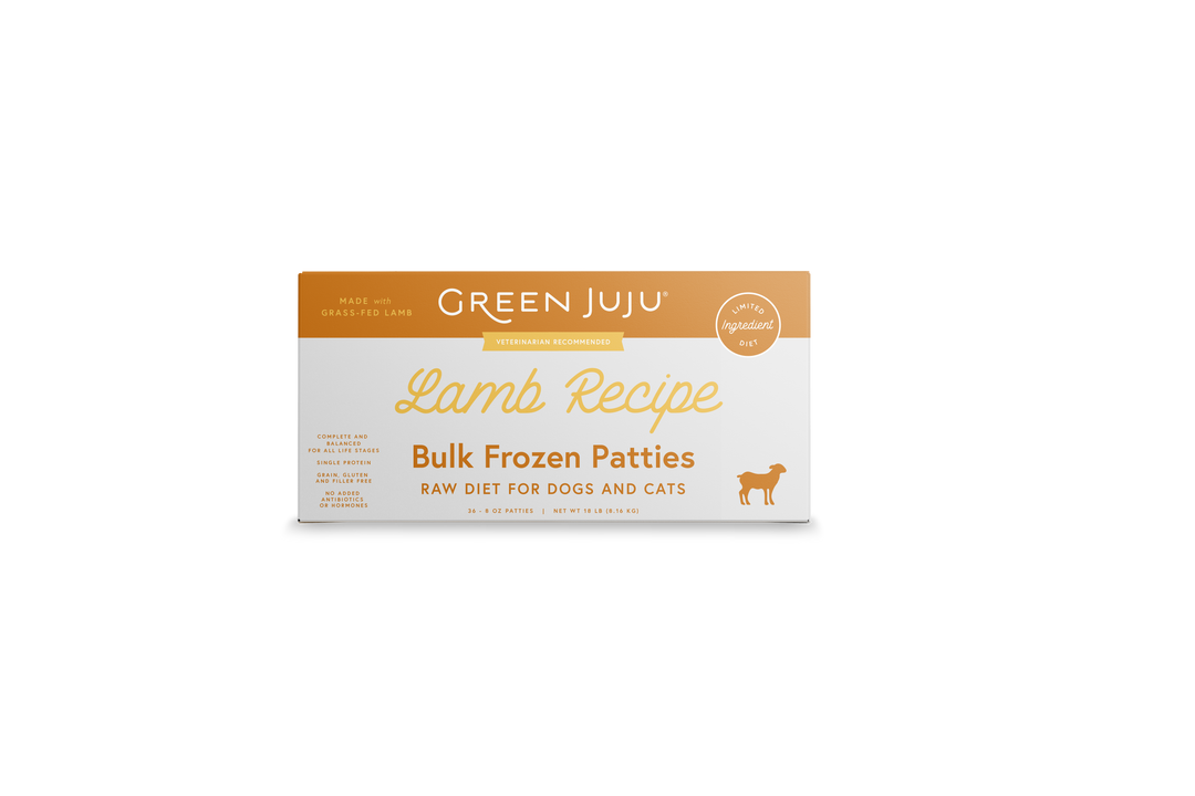 Green Juju Lamb Recipe Frozen Raw Food for Dogs and Cats Patties 18lb