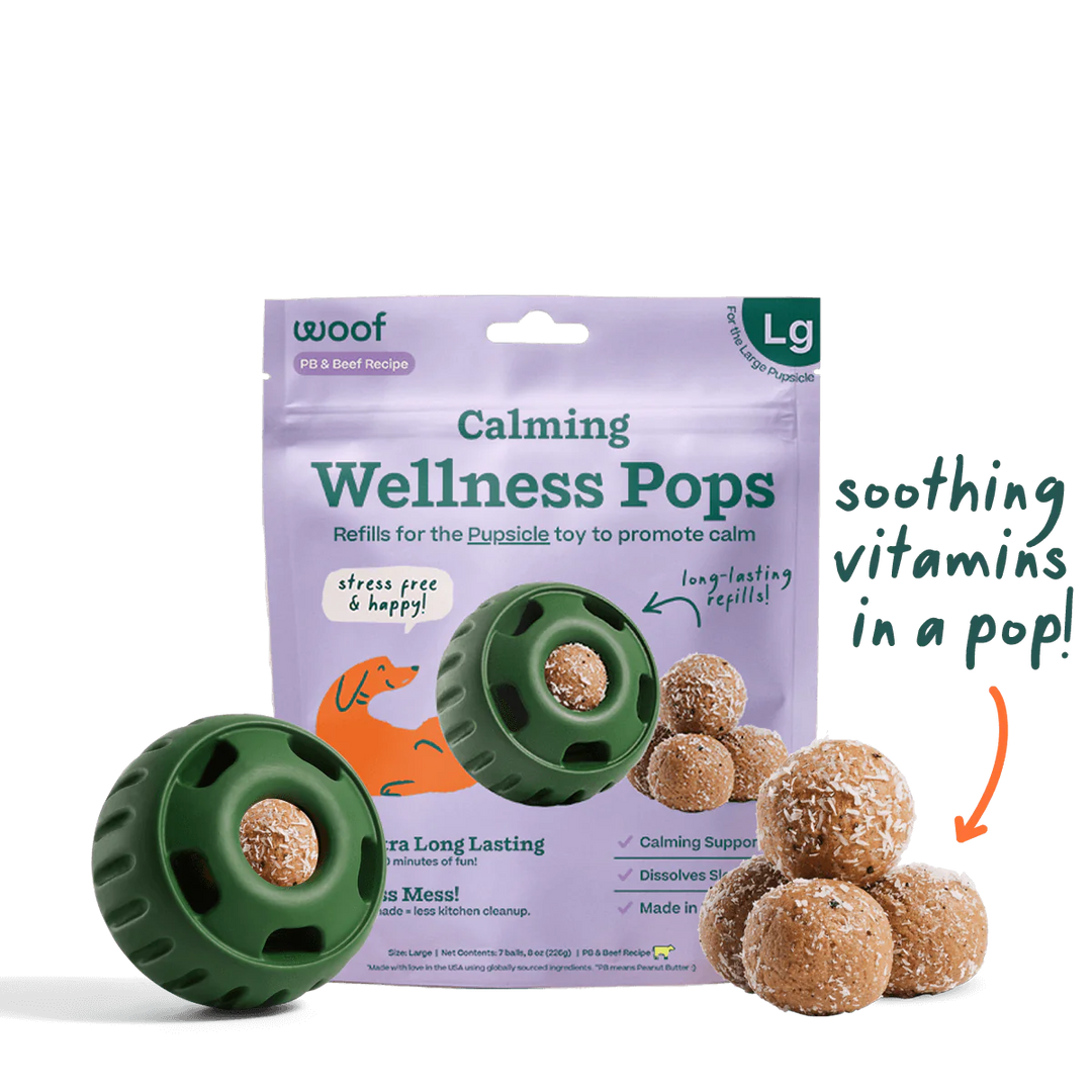 Woof Calming Wellness Pops - Long Lasting Refills for Large Pupsicle Dog Toy