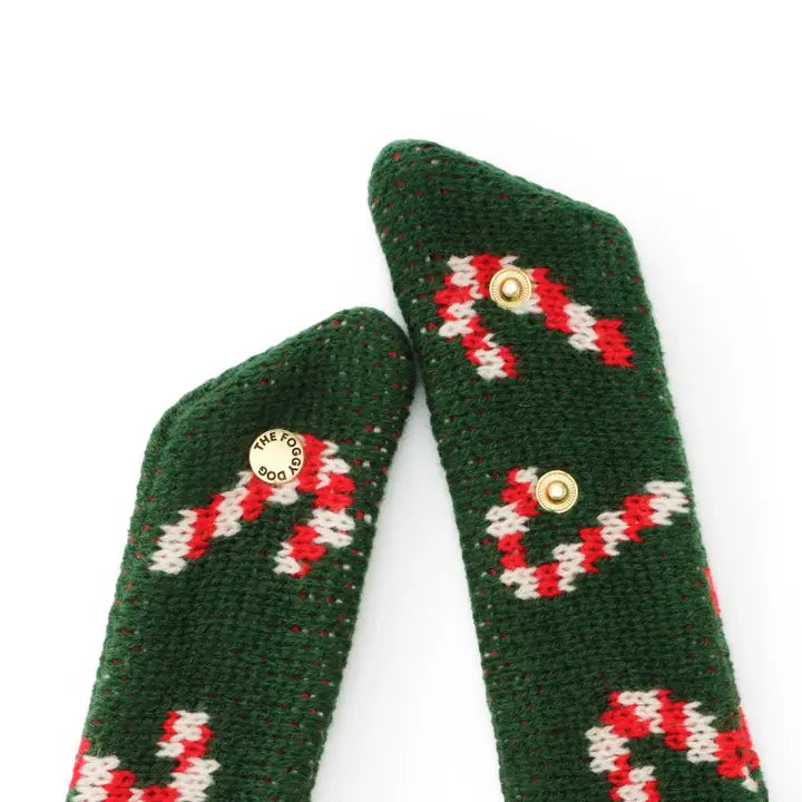 Candy Cane Knit Holiday Bandana for Dogs and Cats