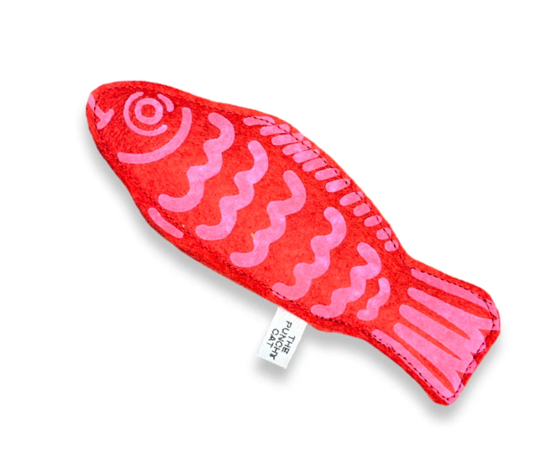 Handmade Wool Felt Catnip Red Candy Fish Cat Toy