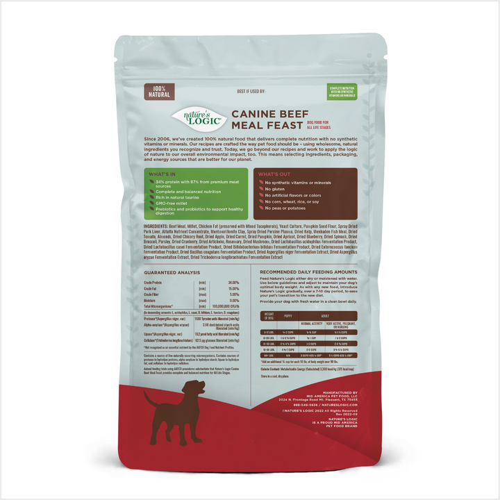 Nature's Logic Canine Beef Meal Feast All Life Stages Dry Dog Food 25lb
