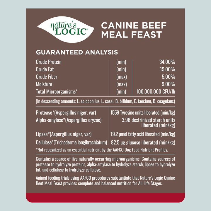 Nature's Logic Canine Beef Meal Feast All Life Stages Dry Dog Food 25lb