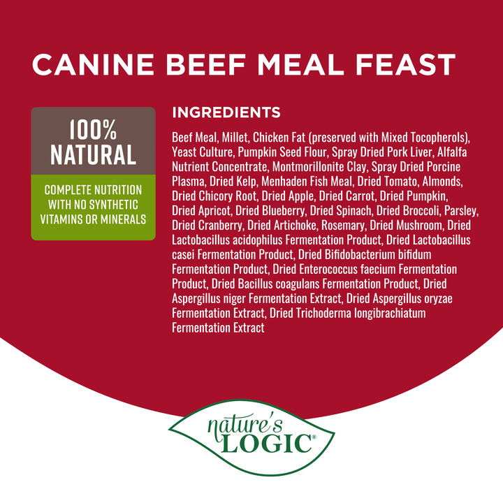 Nature's Logic Canine Beef Meal Feast All Life Stages Dry Dog Food 25lb