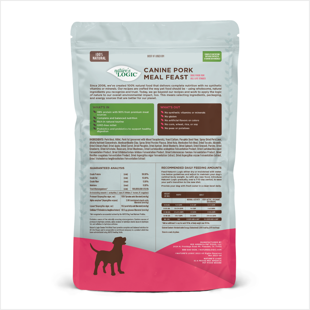 Nature's Logic Canine Pork Meal Feast All Life Stages Dry Dog Food 25lb