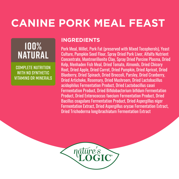 Nature's Logic Canine Pork Meal Feast All Life Stages Dry Dog Food 25lb