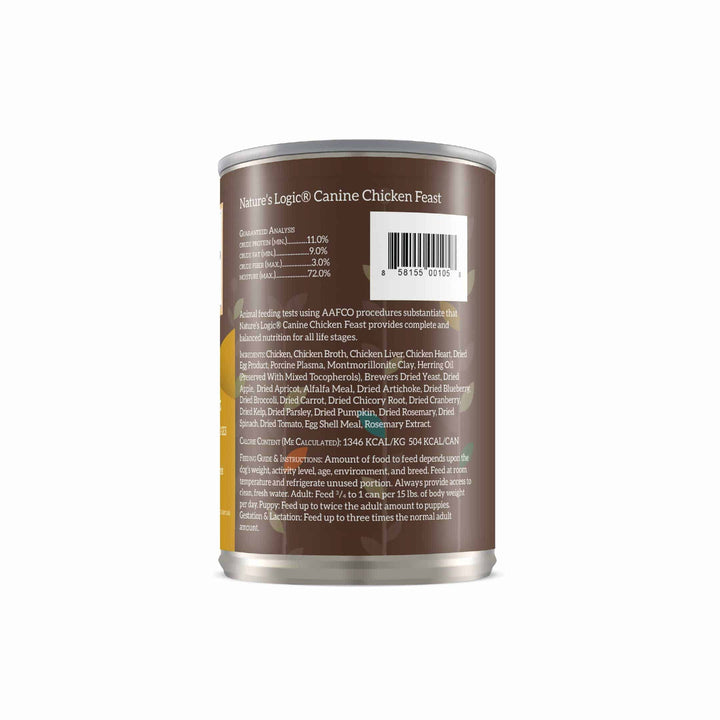 Nature's Logic Chicken Feast All Life Stages Grain Free Canned Wet Dog Food 13.2oz