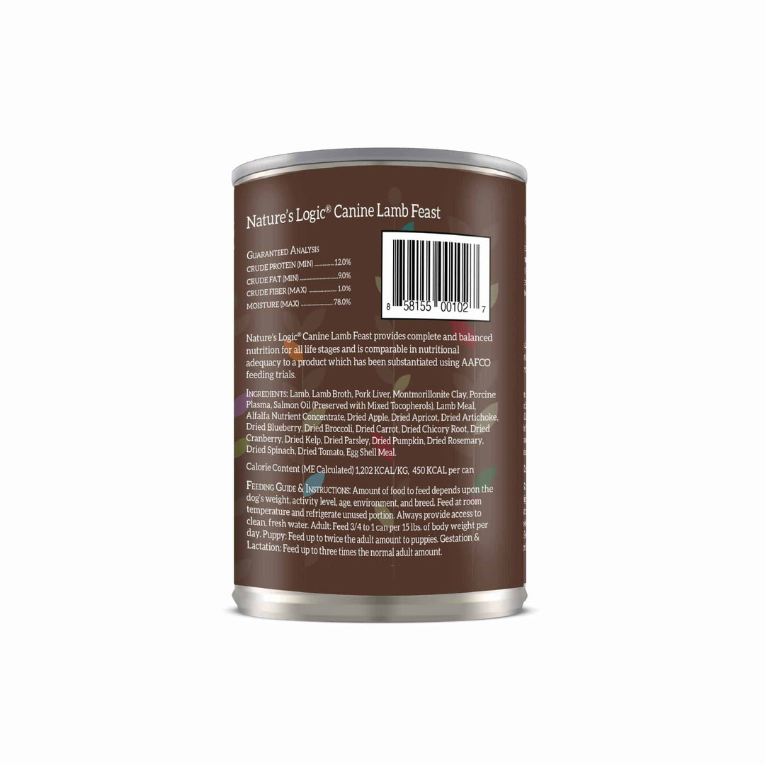 Nature's Logic Lamb Feast All Life Stages Grain Free Canned Wet Dog Food 13.2oz