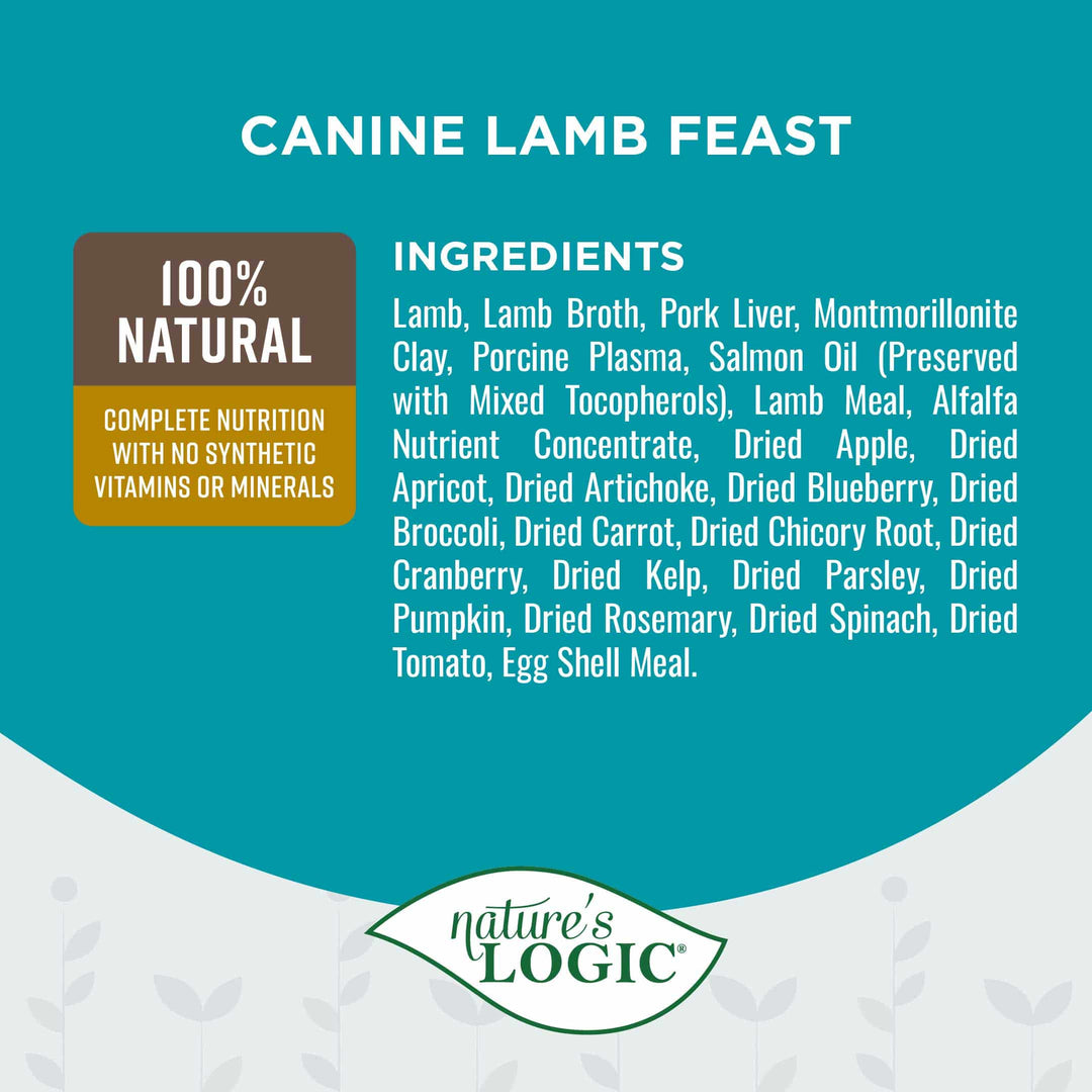 Nature's Logic Lamb Feast All Life Stages Grain Free Canned Wet Dog Food 13.2oz