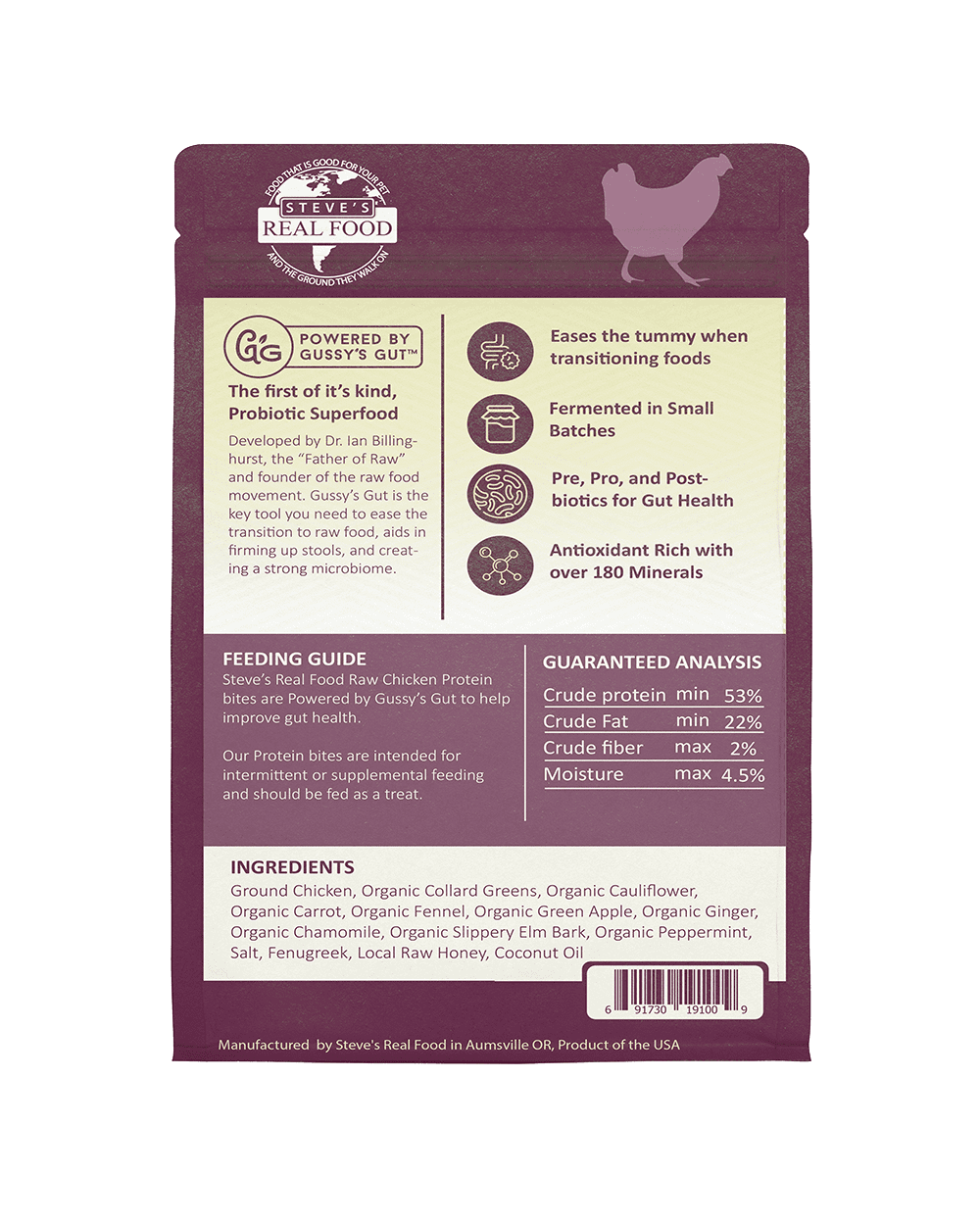 Steve's Real Food Protein Bites Chicken Gut Health 4oz