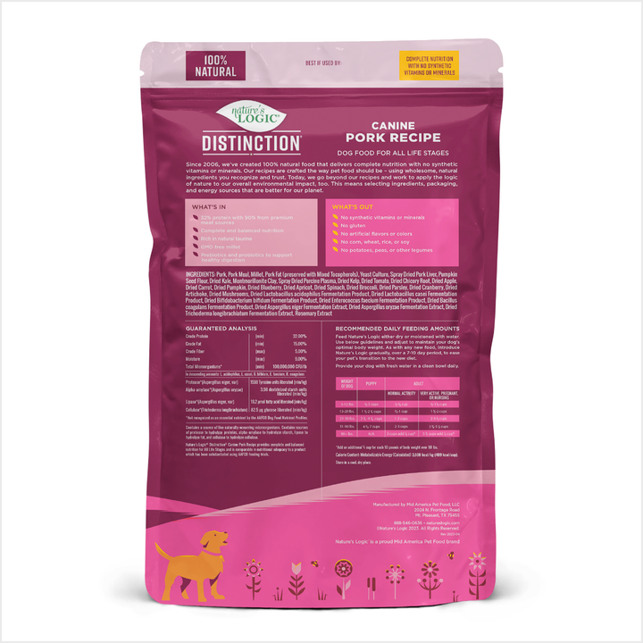 Nature's Logic Distinction Pork All Life Stages Dry Dog Food 24lb