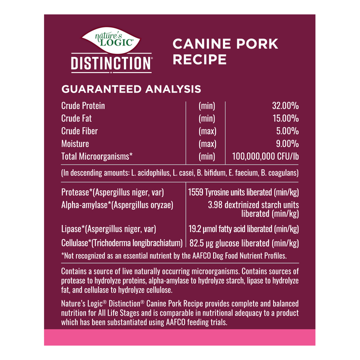 Nature's Logic Distinction Pork All Life Stages Dry Dog Food 24lb