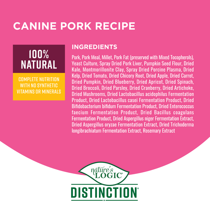 Nature's Logic Distinction Pork All Life Stages Dry Dog Food 24lb