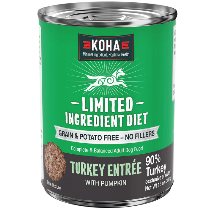 Koha Limited Ingredient Grain Free Turkey Canned Wet Dog Food 13oz cans Case of 12