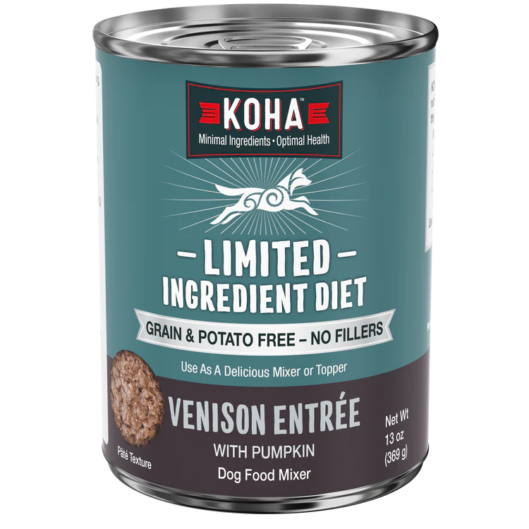 Koha Limited Ingredient Grain Free Venison Canned Wet Dog Food 13oz cans Case of 12