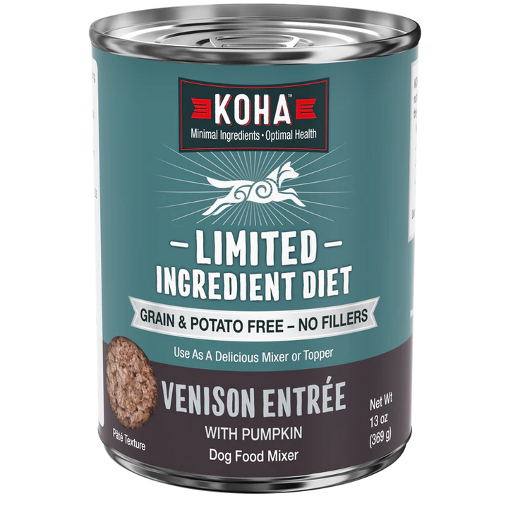Koha Limited Ingredient Grain Free Venison Canned Wet Dog Food 13oz cans Case of 12
