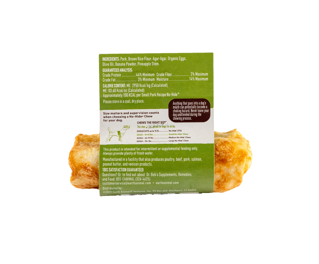 Earth Animal No-Hide Pork Roll Chew for Dogs Small 4"