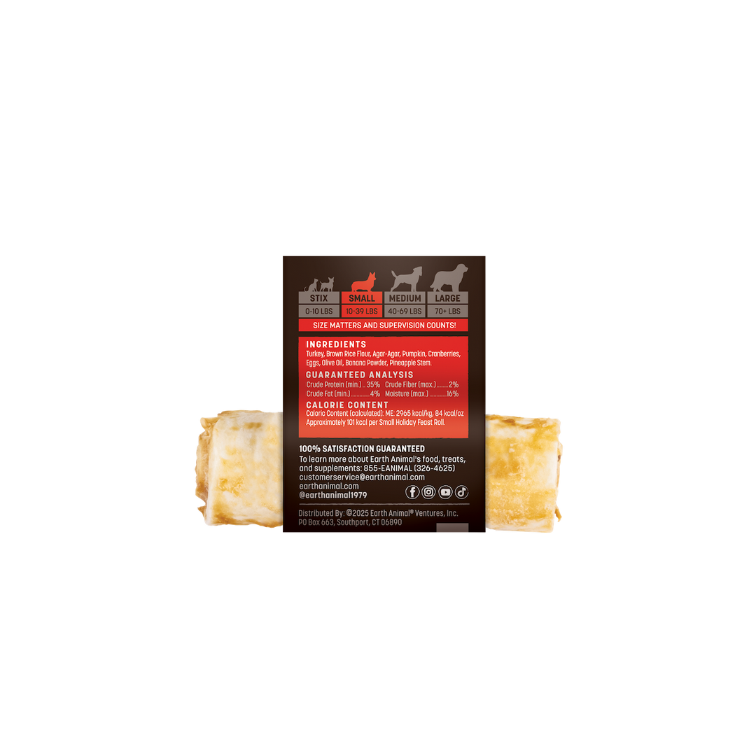 Earth Animal No-Hide Holiday Feast Dog Chew Small 4"