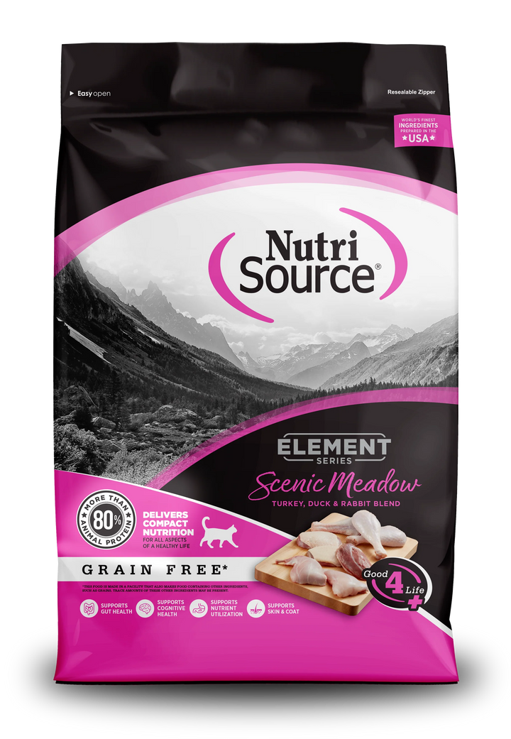 NutriSource Element Scenic Meadow Turkey Duck and Rabbit Grain Free Dry Cat Food 4lb