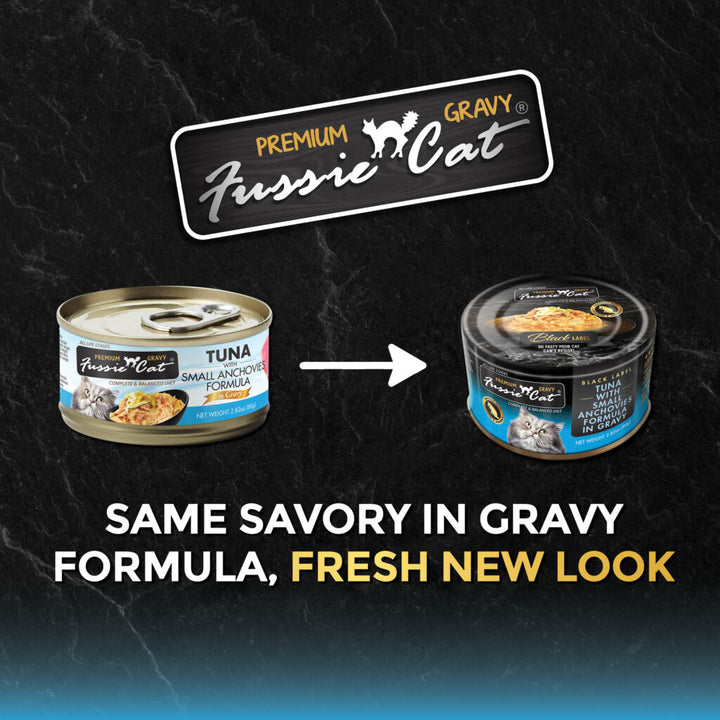 Fussie Cat Premium Tuna with Small Anchovies in Gravy Canned Wet Cat Food 2.82oz - Single Can