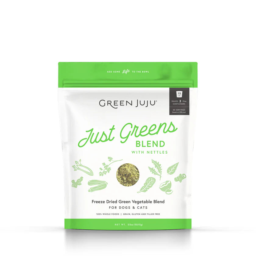Green Juju Freeze Dried Just Greens with Nettles Nutrient-Dense Topper for Dogs and Cats 5.5oz