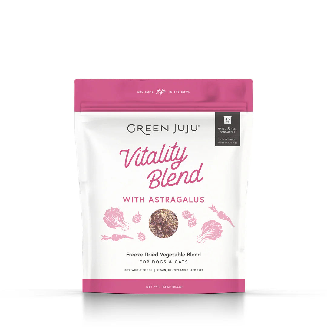 Green Juju Freeze Dried Vitality Blend with Astragulas Nutrient-Dense Topper for Dogs and Cats 1.75oz