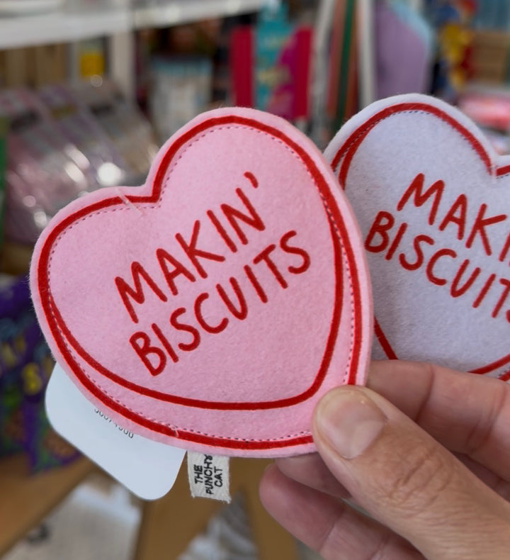 Catnip 'Makin' Biscuits' Valentine Felt Candy Heart Cat Toy Pink