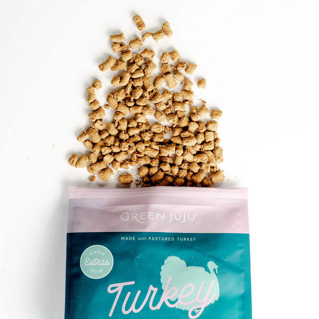 Green Juju Extras Turkey & Sardine Freeze Dried Raw Food for Dogs and Cats 14oz