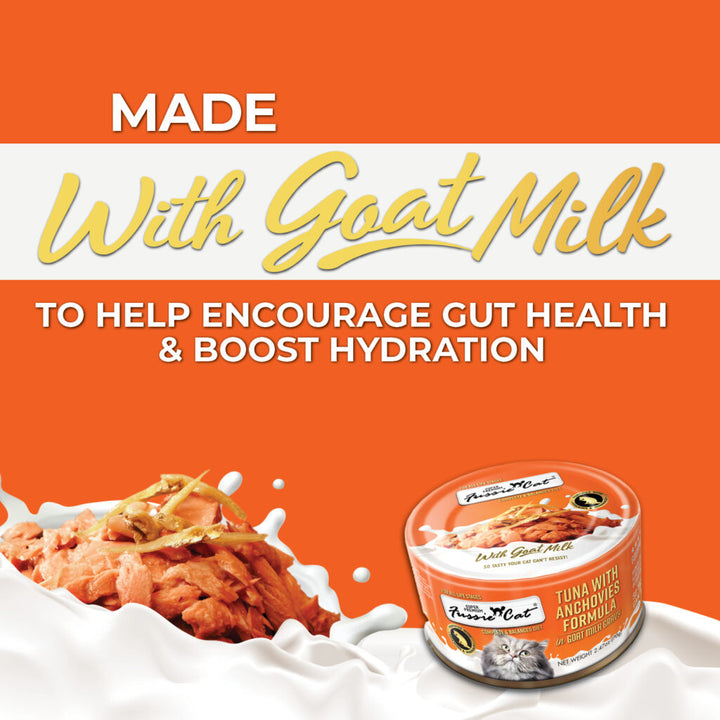 Fussie Cat Tuna Anchovies in Goat Milk Gravy Canned Wet Cat Food 2.47oz - Single Can