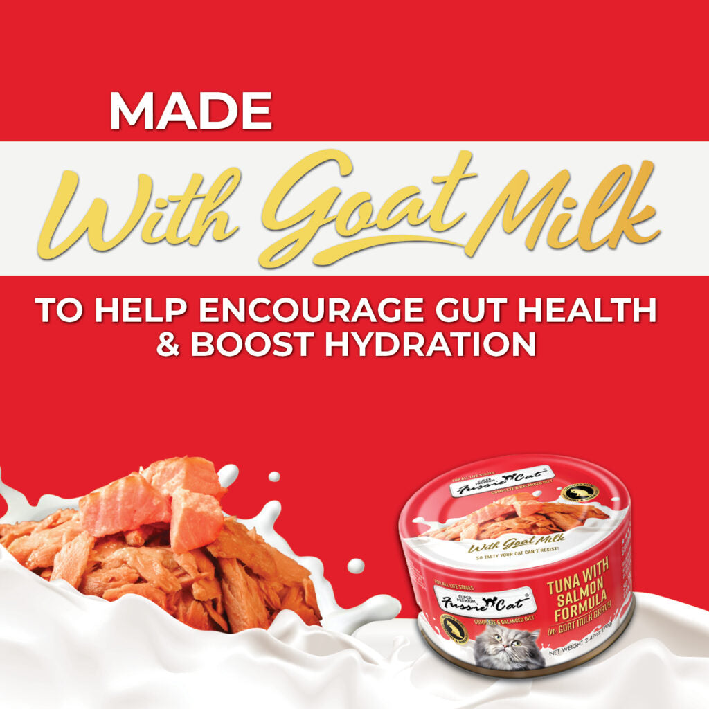 Fussie Cat Tuna Salmon in Goat Milk Gravy Canned Wet Cat Food 2.47oz - Single Can