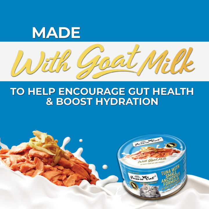 Fussie Cat Tuna with Small Anchovies in Goat Milk Gravy Canned Wet Cat Food 2.47oz - Single Can