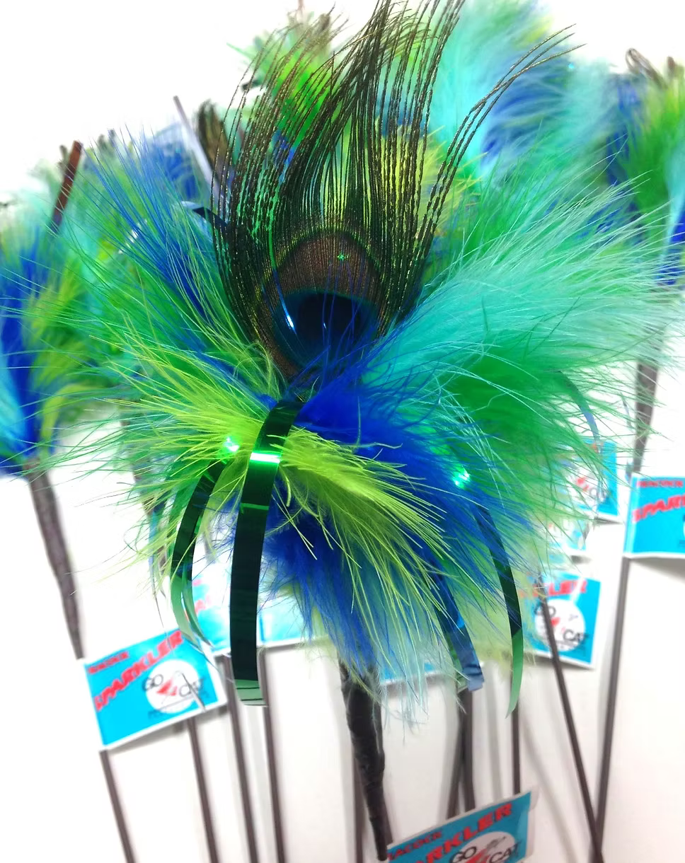 Go Cat Peacock Sparkler Cat Wand Toy 18"