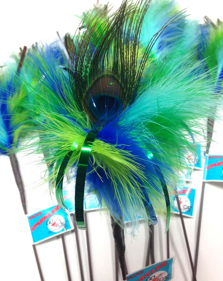 Go Cat Peacock Sparkler Cat Wand Toy 18"