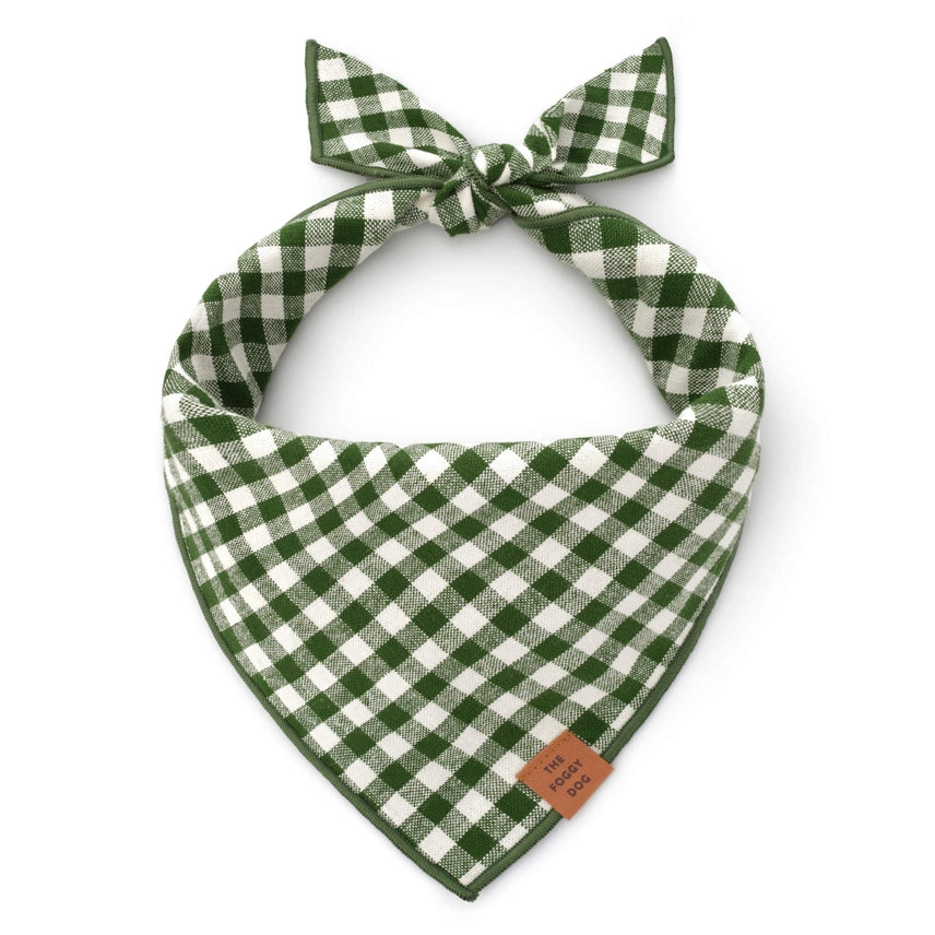 Gingham Hunter Green Dog Bandana