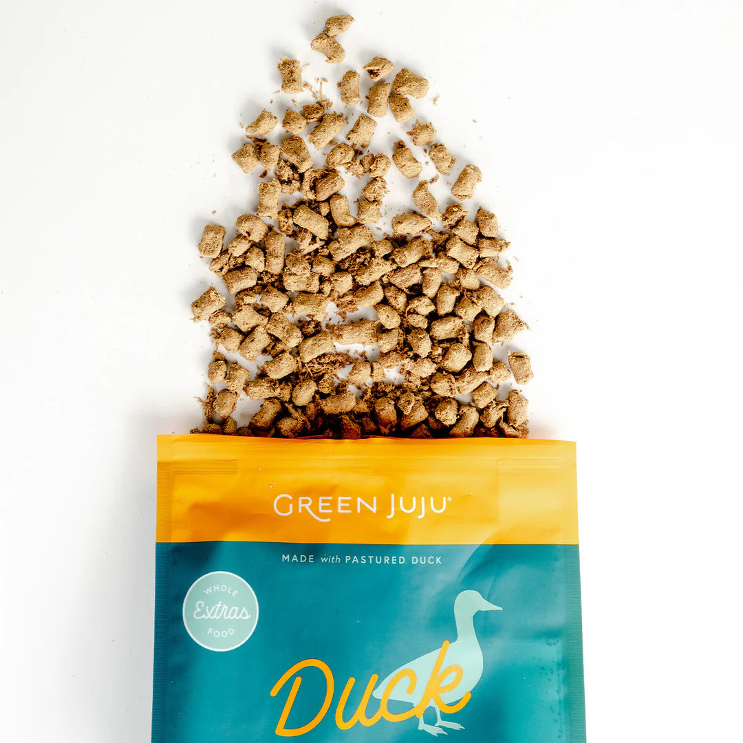 Green Juju Extras Duck & Sardine Complete & Balanced Freeze Dried Food for Dogs 14oz
