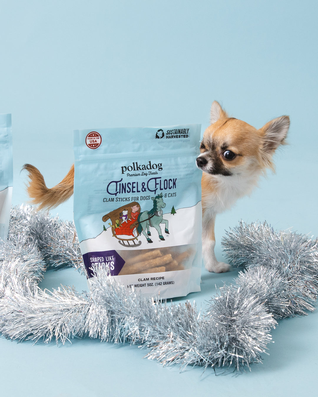 Polka Dog Bakery Tinsel & Flock Clam Sticks 5oz