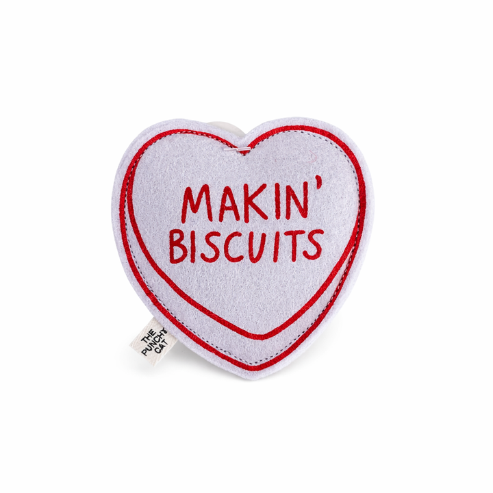 Catnip 'Makin' Biscuits' Valentine Felt Candy Heart Cat Toy Purple