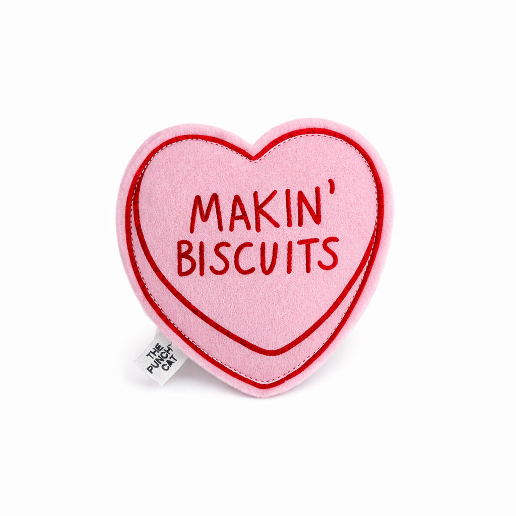 Catnip 'Makin' Biscuits' Valentine Felt Candy Heart Cat Toy Pink