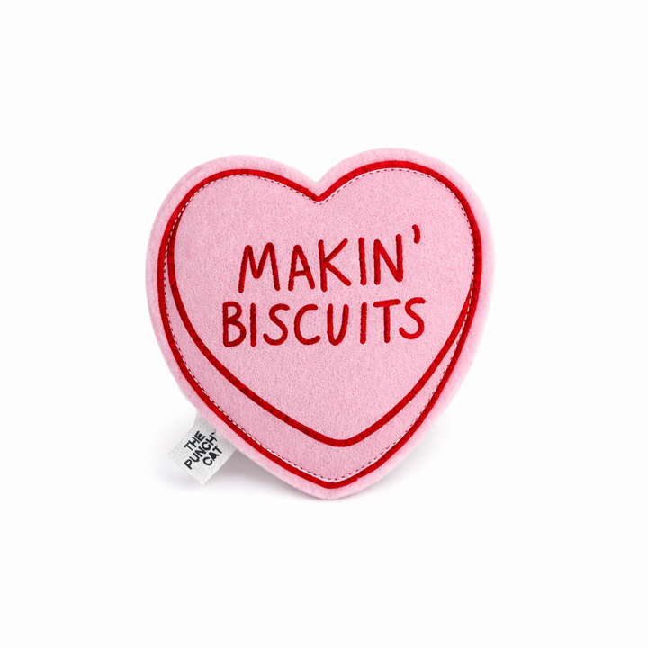 Catnip 'Makin' Biscuits' Valentine Felt Candy Heart Cat Toy Pink