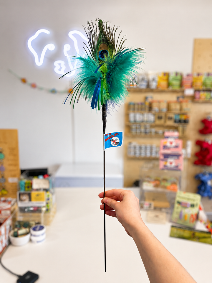 Go Cat Peacock Sparkler Cat Wand Toy 18"