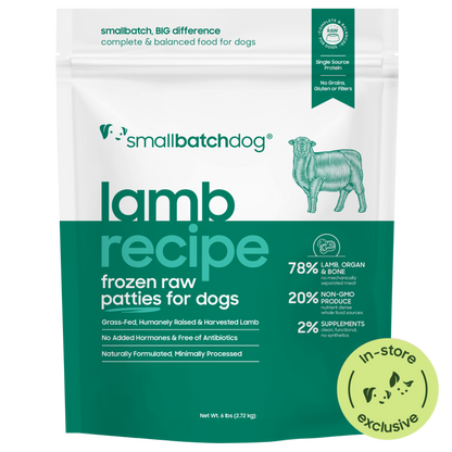 Smallbatch Frozen Lamb Patties 6lb for Dogs