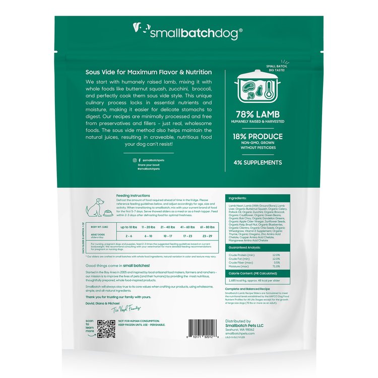 Smallbatch Frozen Lightly Cooked Lamb Dog Food 5lb