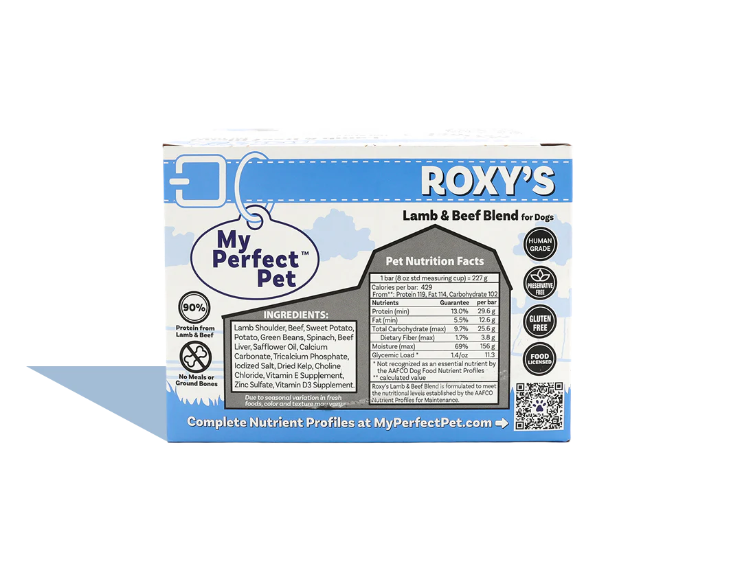 My Perfect Pet Dog Frozen Grain Free Roxy's Lamb & Beef 4LB