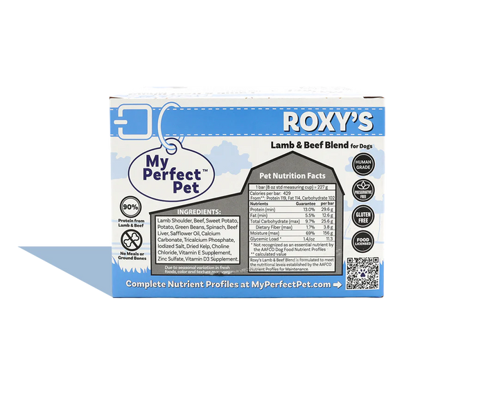 My Perfect Pet Dog Frozen Grain Free Roxy's Lamb & Beef 4LB