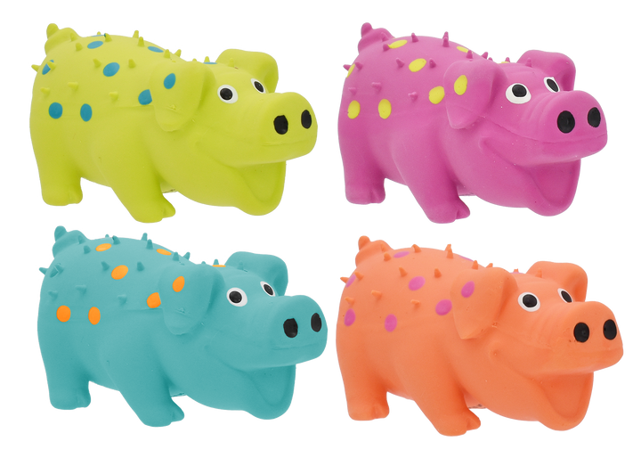 Multipet Globlets Grunting Stuffed Latex Dog Toy Assorted Colors 8.25"