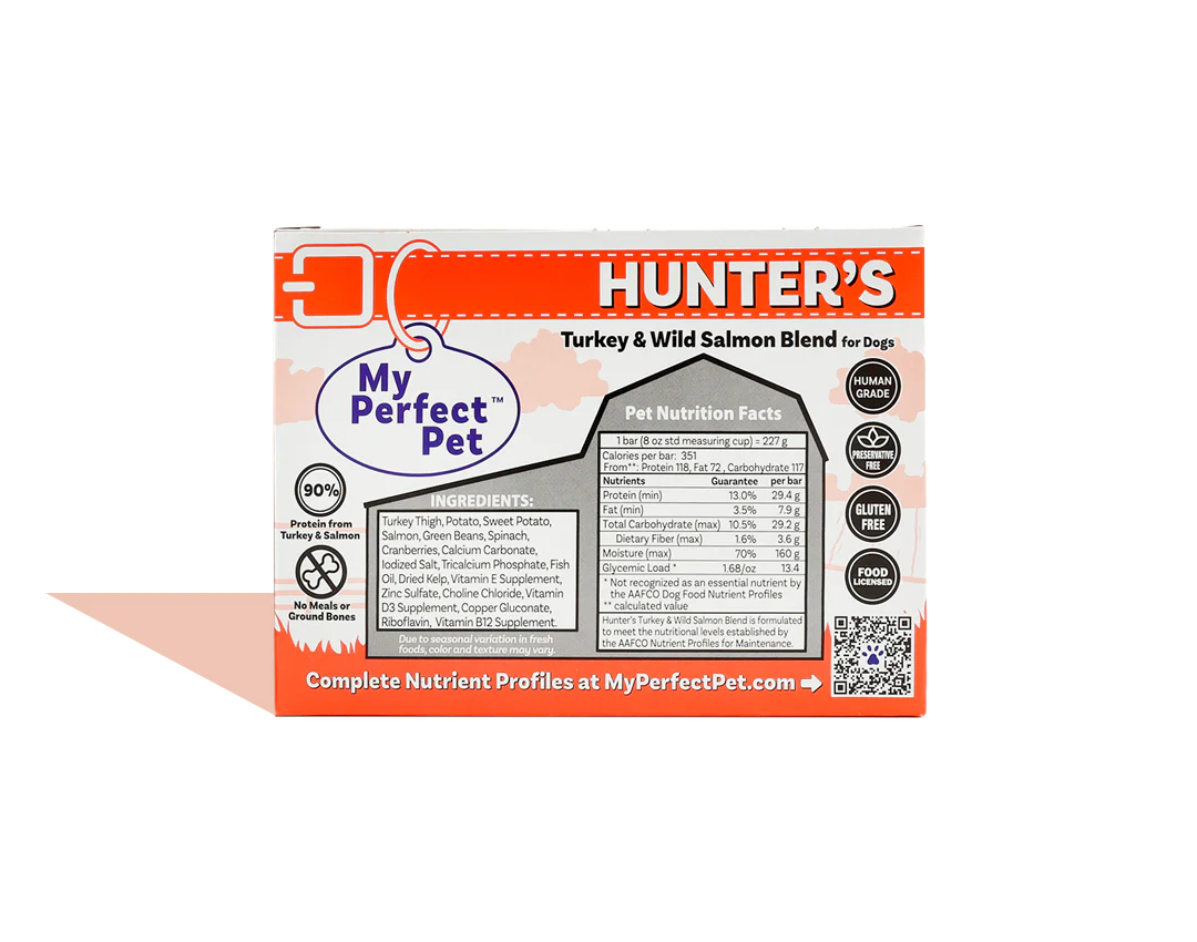 My Perfect Pet Dog Frozen Food Grain Free Hunter's Turkey and Wild Salmon 30 count 15LB