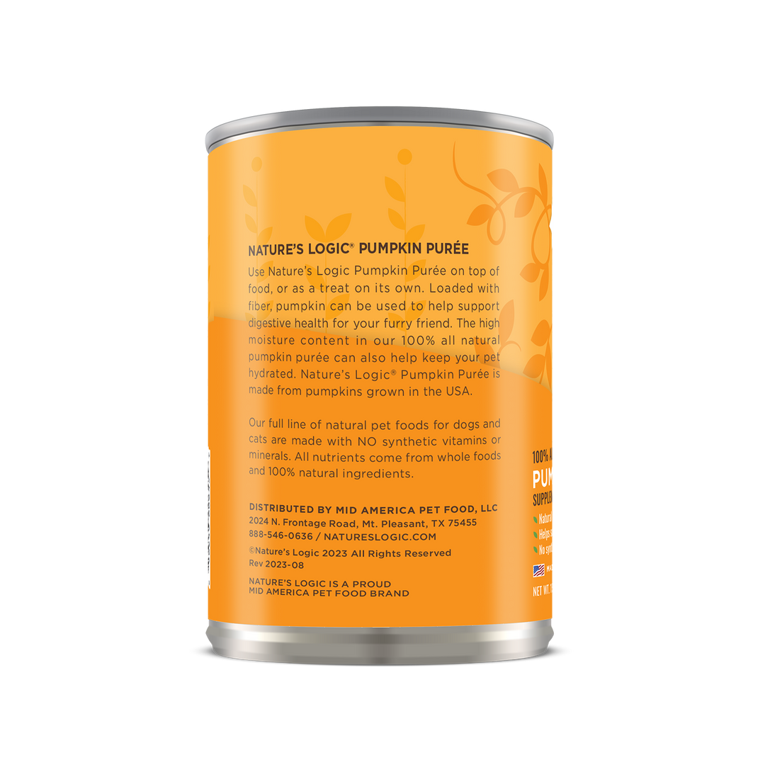 Nature's Logic Pumpkin Purée Canned Supplement for Cats and Dogs 15oz